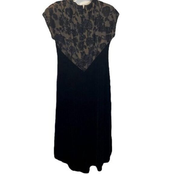 Jeffrey & Dara Womens Black Scoop Neck Cap Sleeve Beads Embellished Velvet dress - Picture 2 of 6